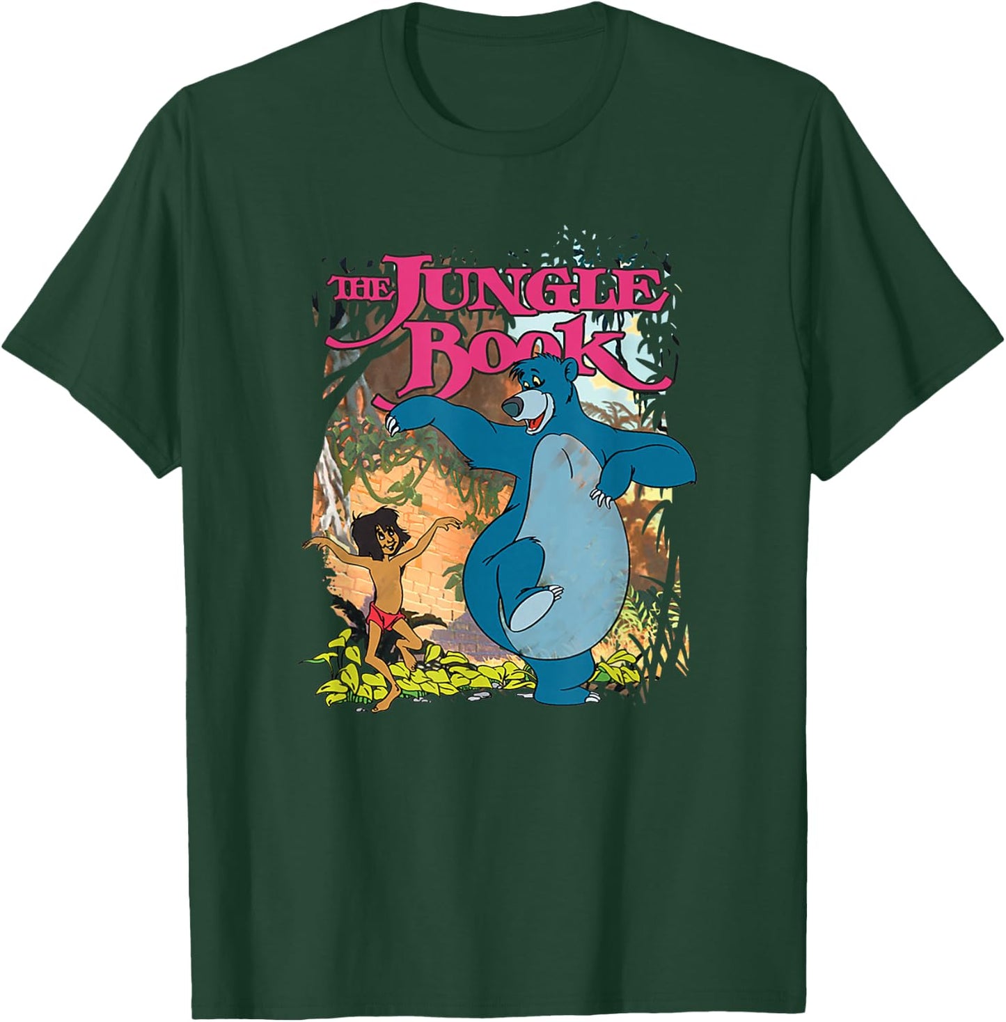 Disney The Jungle Book Mowgli & Baloo Dancing Friends Small T-Shirt - T-Shirt | Forest