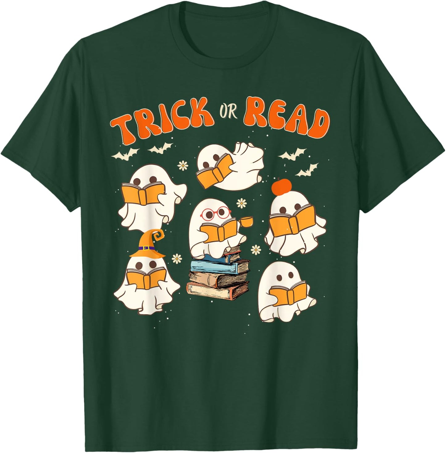 Halloween Boo Book Lovers Librarian Teacher Library Costume T-Shirt - T-Shirt | Forest