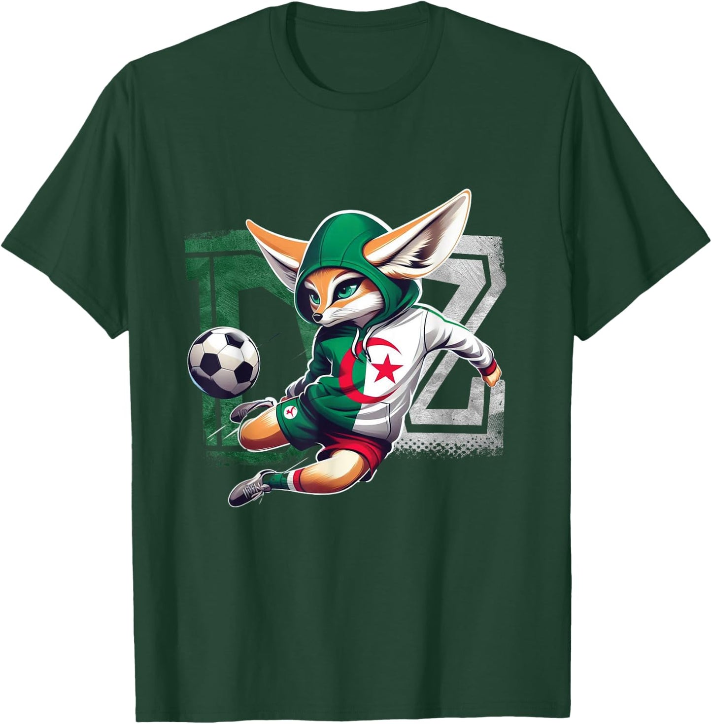 Fennec Algerian Flag Football Gift Jersey Dz , Black, S T-Shirt - T-Shirt | Forest