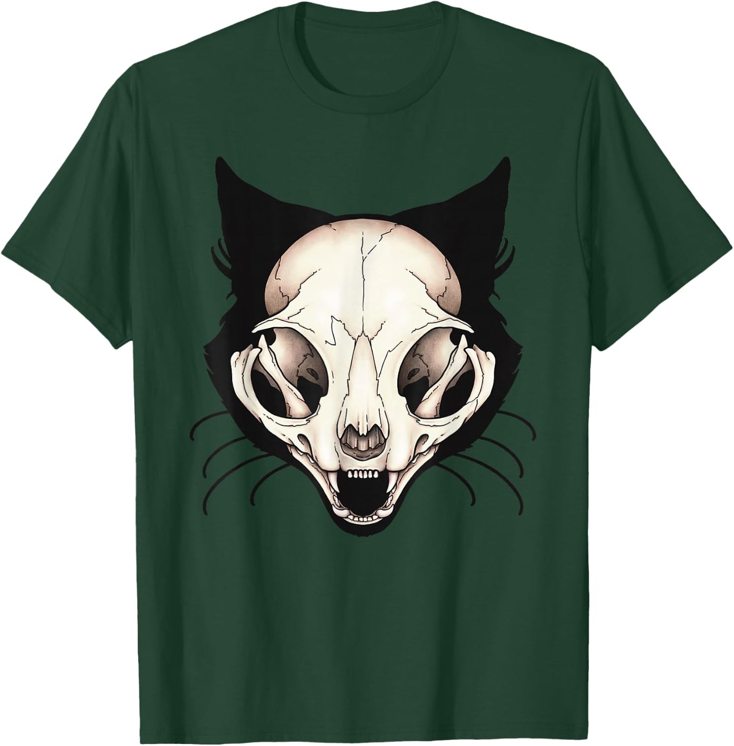 Vulture Culture Black Cat Skull Witchcraft Gothic Occult T-Shirt - T-Shirt | Forest
