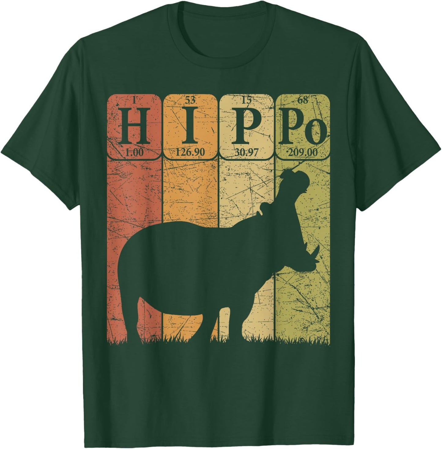 Hippo Periodic Table Elements Hippo Lover Hippopotamus Retro T-Shirt - T-Shirt | Forest