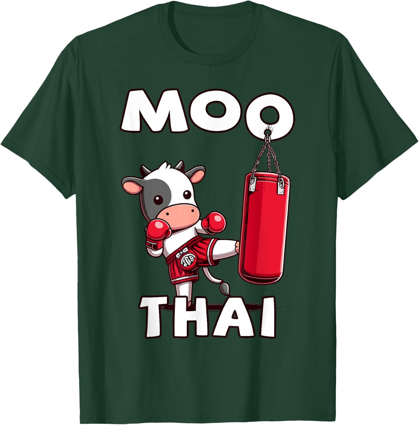 Moo Thai, Muay Thai | Thai Boxing For Kids | Muay Thai, Cow T-Shirt - T-Shirt | Forest