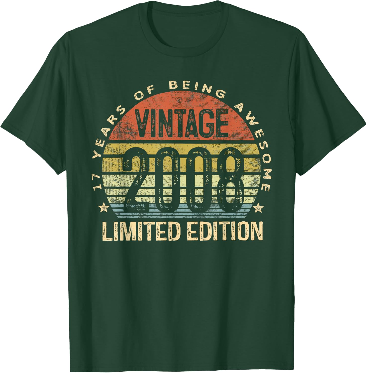 Vintage 2008 Limited Edition 17-Year-Old Gifts 17th Birthday T-Shirt - T-Shirt | Forest