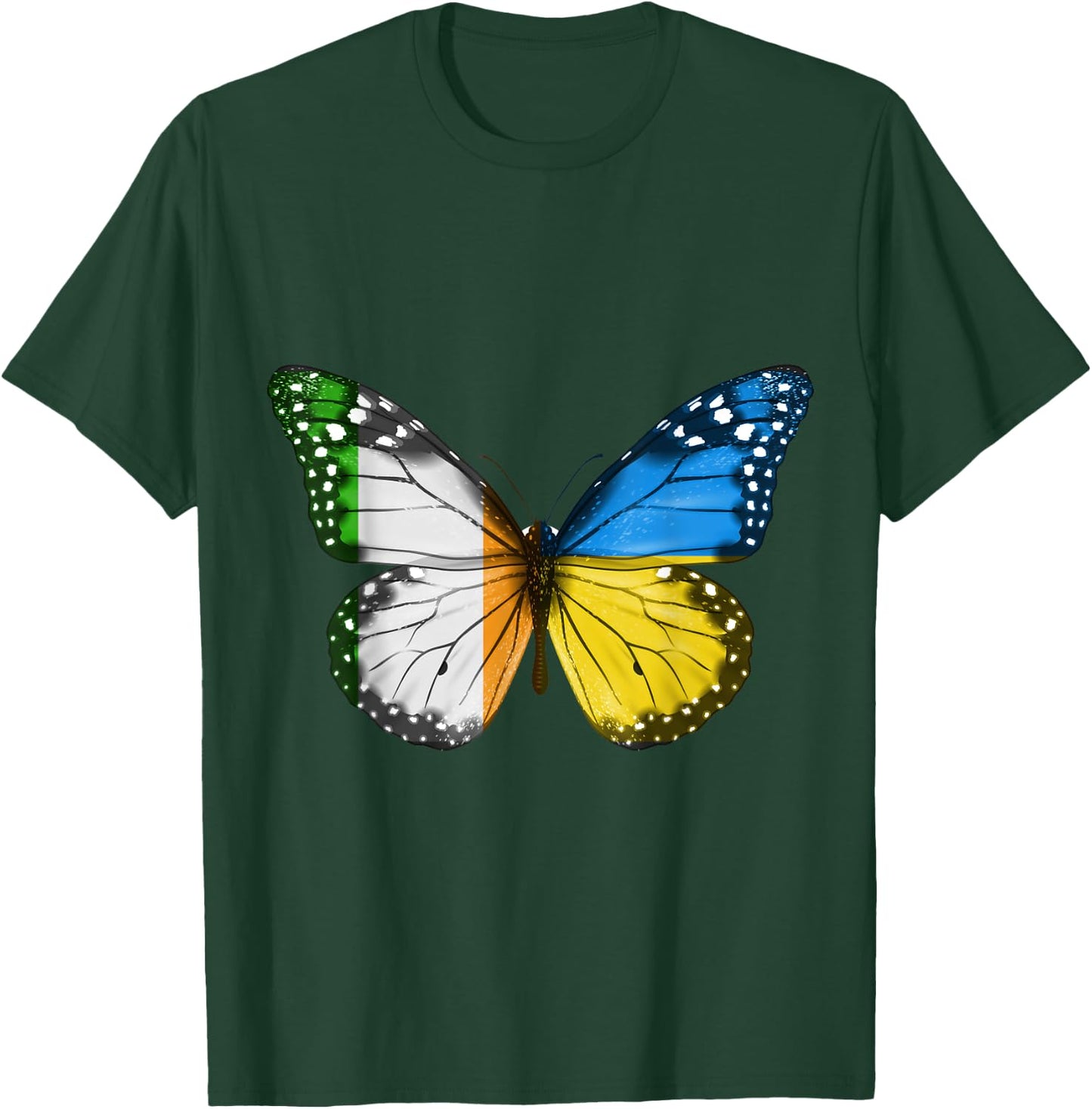 Irish Ukrainian Flag Butterfly Ireland Ukraine T-Shirt - T-Shirt | Forest