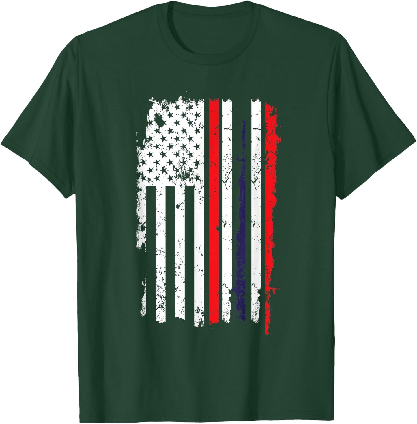 USA US Flag 4th Of July Thin Red Line Thai Flag Thailand T-Shirt - T-Shirt | Forest