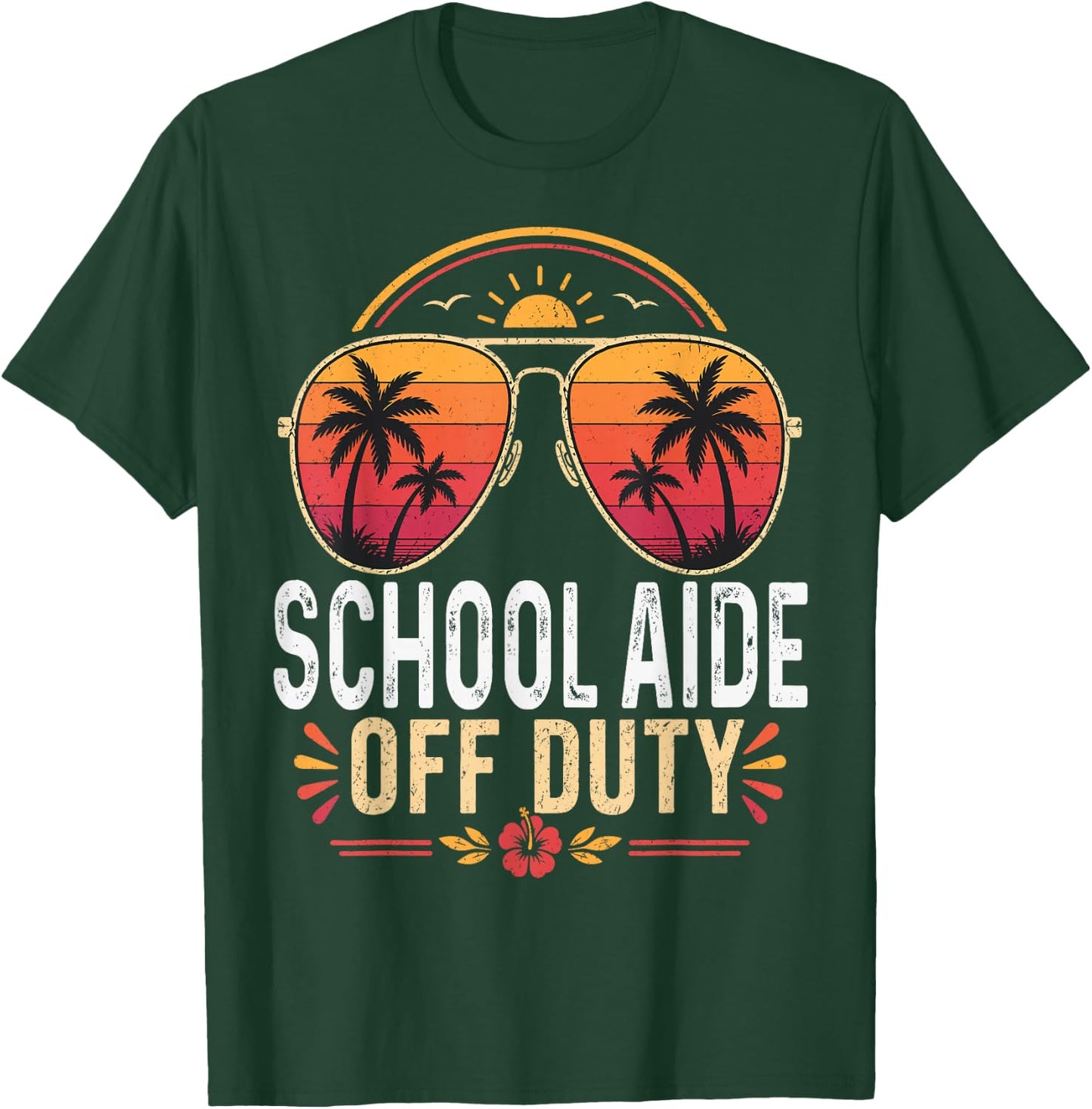 School Aide Off Duty Last Day of School Retro Sunset T-Shirt - T-Shirt | Forest