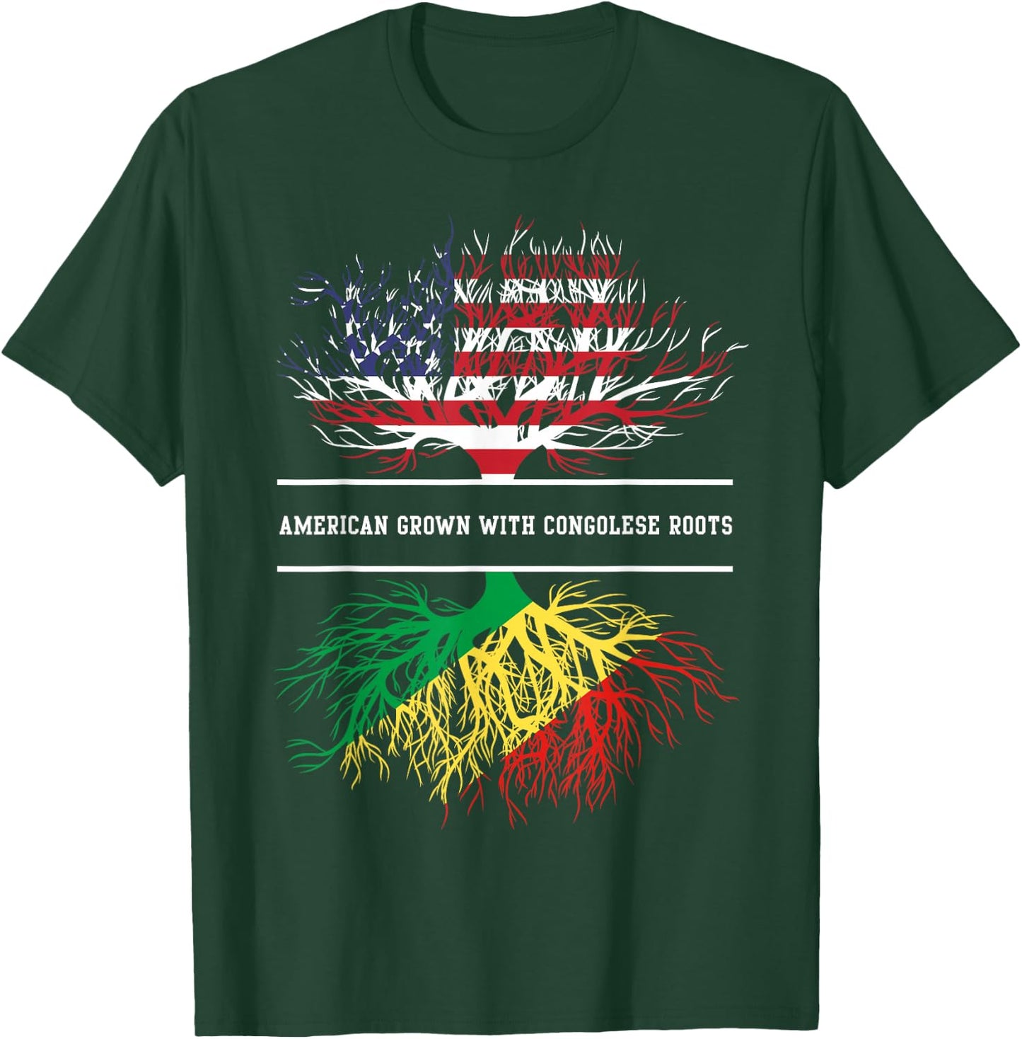 American Grown With Congolese Roots - Congo-Brazzaville Flag T-Shirt - T-Shirt | Forest