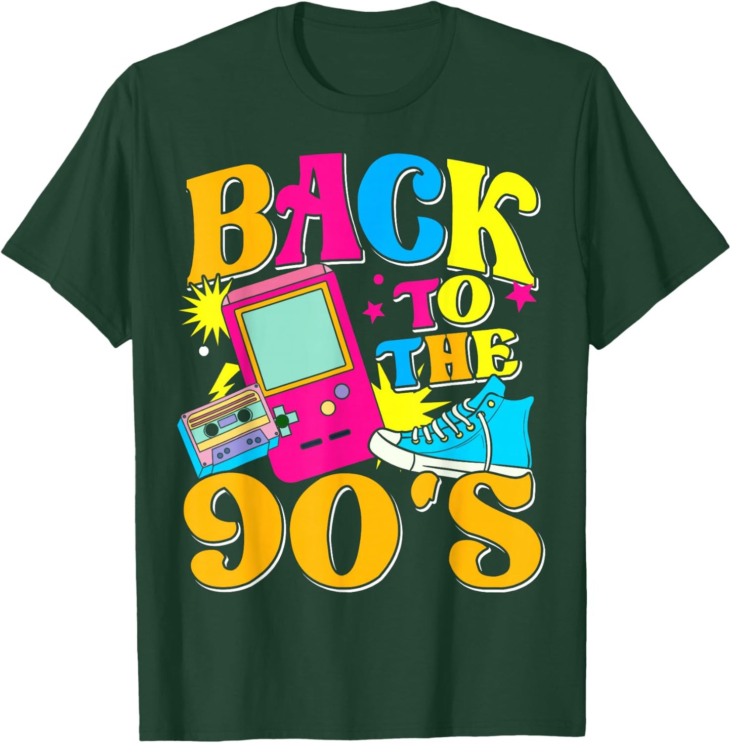 90s for 90s Retro Party Back to the 90s , black T-Shirt - T-Shirt | Forest