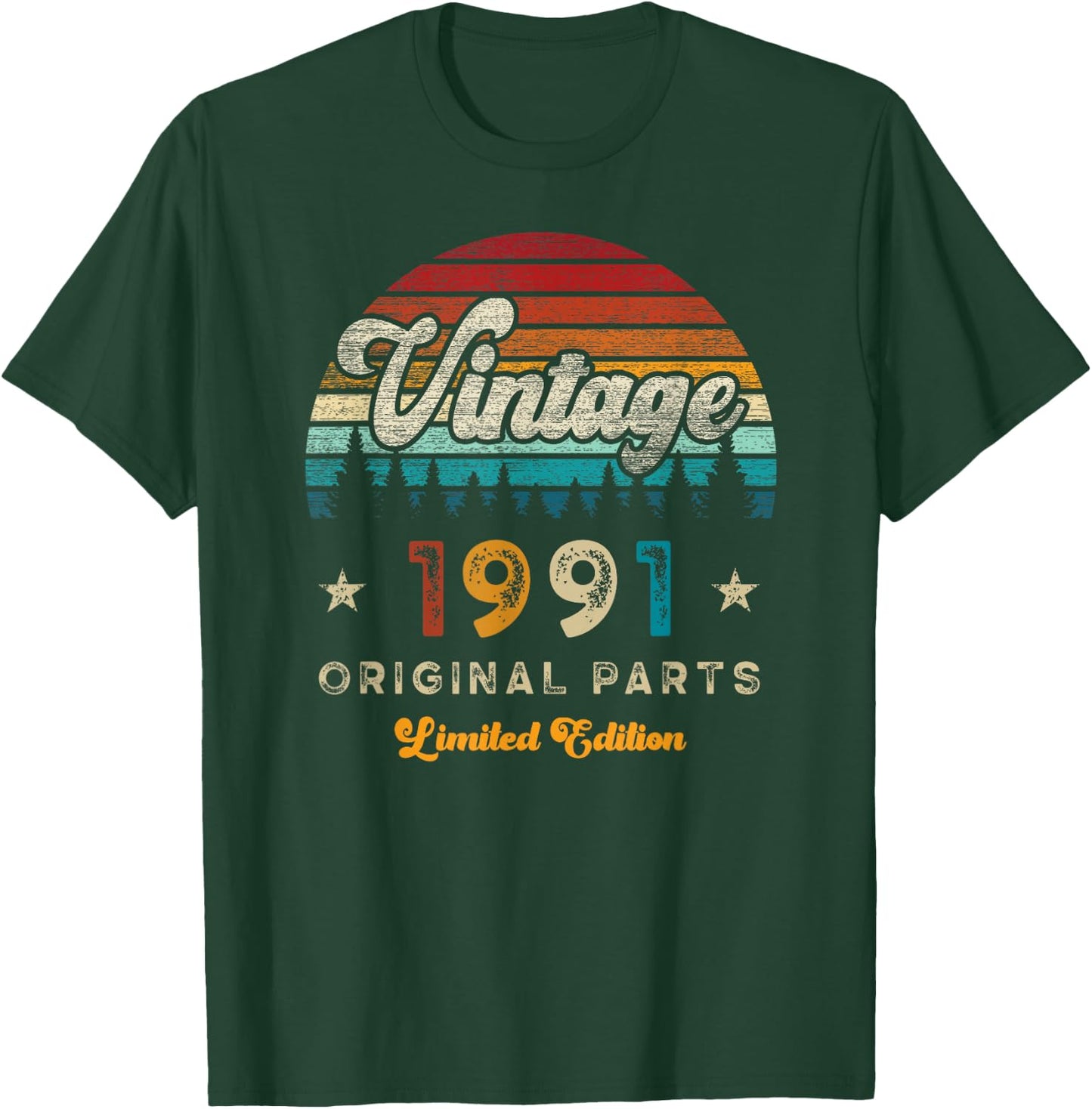 Vintage 1991 Birthday 34 Years Old Limited Edition T-Shirt - T-Shirt | Forest