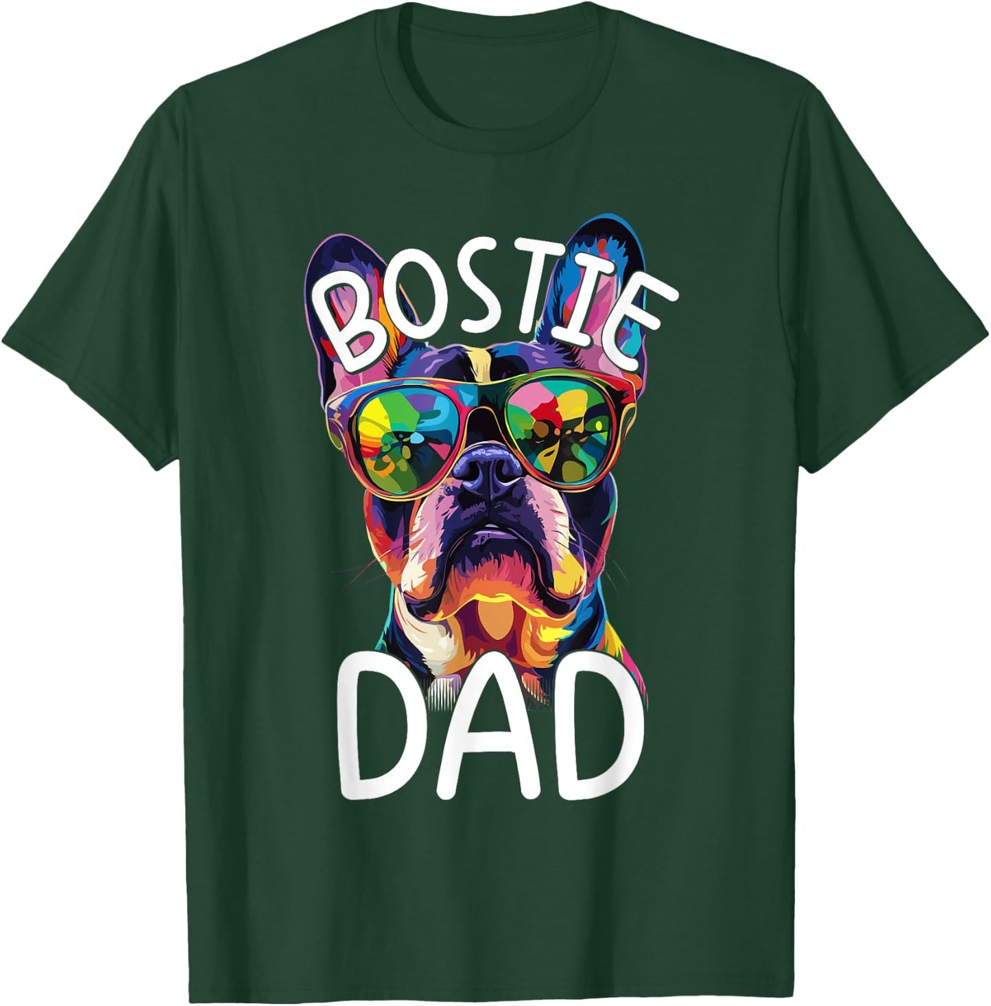 Boston Terrier Lovers Pop Art Boston Terrier Dad T-Shirt - T-Shirt | Forest