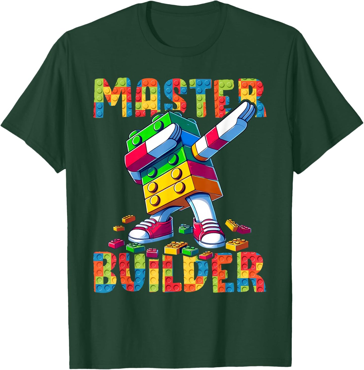 Master Builder Dabbing Blocks Bricks Building Kids Boys Fun T-Shirt - T-Shirt | Forest
