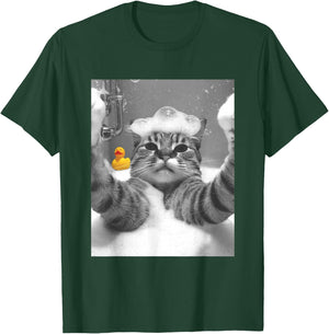 Lustige Katzen Meme Shirts & Zubehör Katze in Badewanne Selfie Schwarz Erwachsene Klein EU 40-50 T-Shirt - T-Shirt | Forest