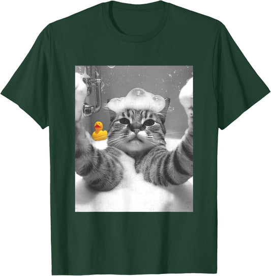 Lustige Katzen Meme Shirts & Zubehör Katze in Badewanne Selfie Schwarz Erwachsene Klein EU 40-50 T-Shirt - T-Shirt | Forest