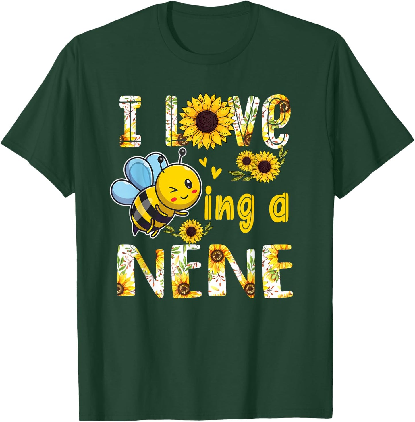 Mother's Day I Love Being A Nene Grandma Sunflower and Bee T-Shirt - T-Shirt | Forest