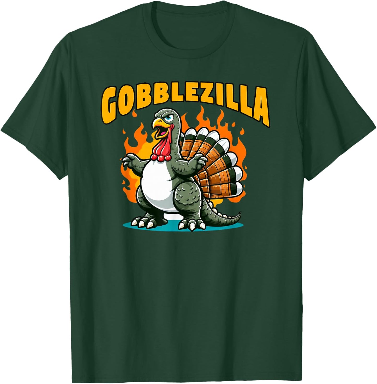 Turkey Thanksgiving Day Gobblezilla T-Shirt - T-Shirt | Forest