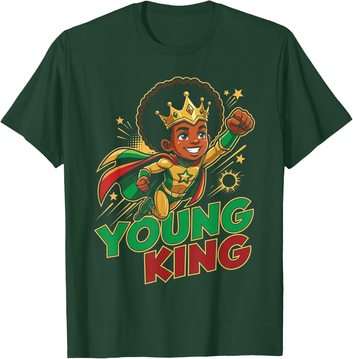 Black Young King Black History Month Juneteenth Kids Boys T-Shirt - T-Shirt | Forest