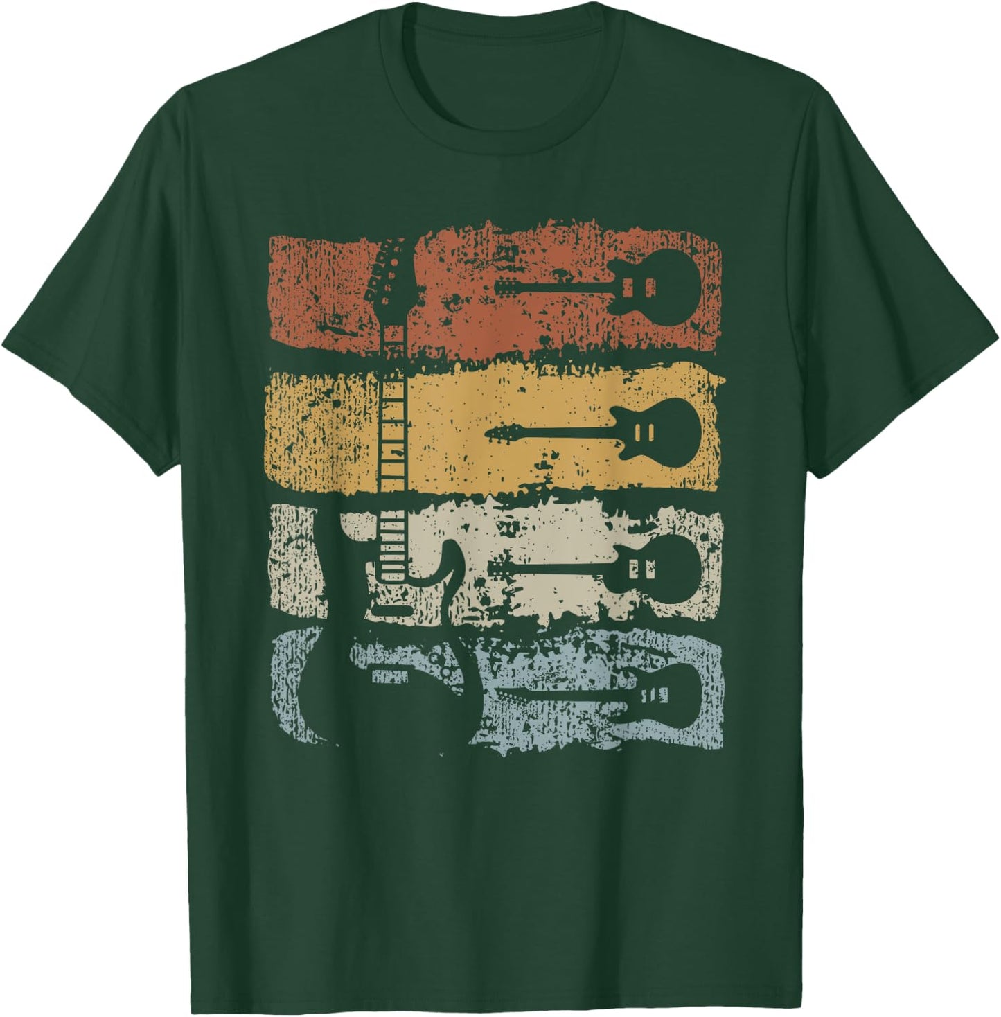 Guitar Player Rock Music Retro Guitar , black T-Shirt - T-Shirt | Forest