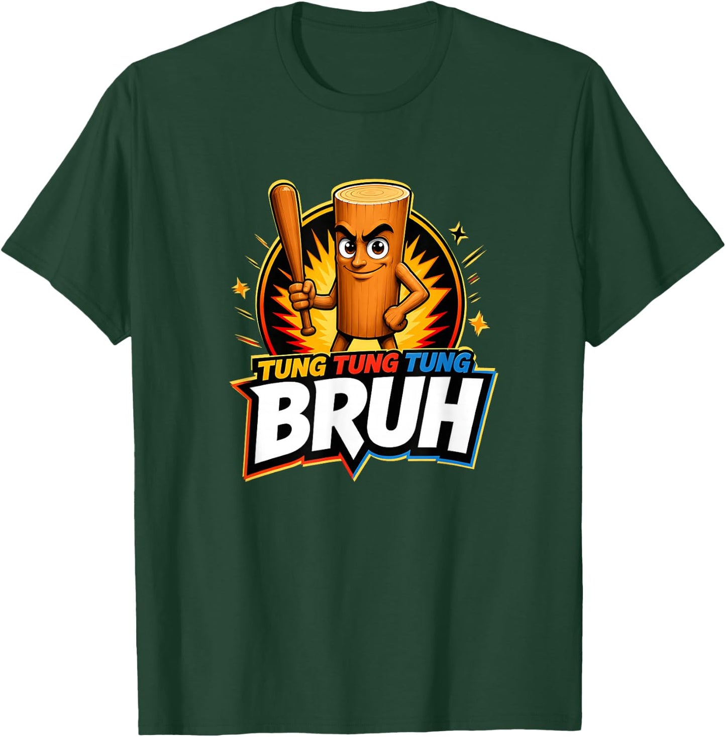 Surreal Italian Brainrot Meme Tung Tung Tung Sahur Bruh T-Shirt - T-Shirt | Forest