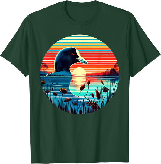 Coot Bird Sunset Retro Style Safari Vintage 70s T-Shirt - T-Shirt | Forest