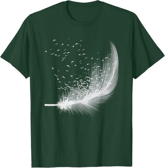 Bird Feather Silhouette Image Birdwatcher Birdwatching Lover T-Shirt - T-Shirt | Forest
