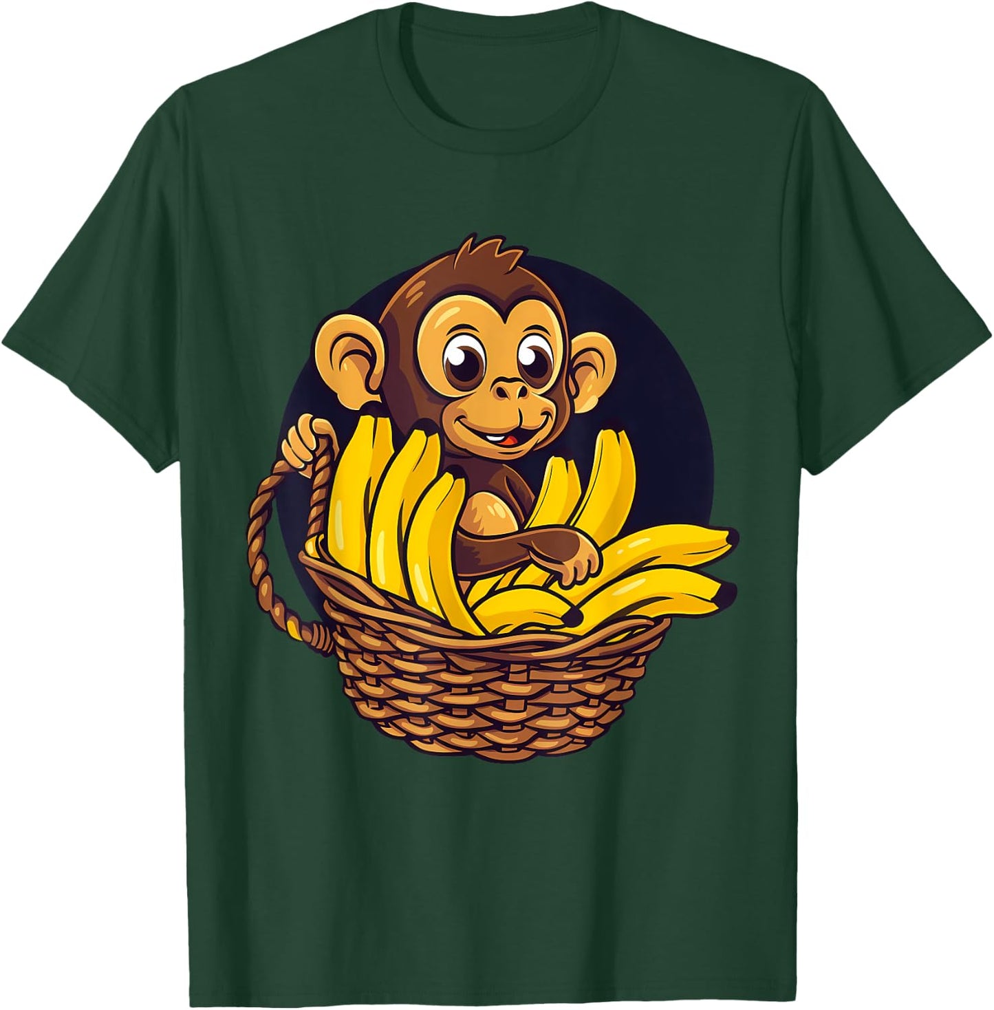Banana Monkey Cute Monkey Drawing Bananas Fruit Artwork T-Shirt - T-Shirt | Forest