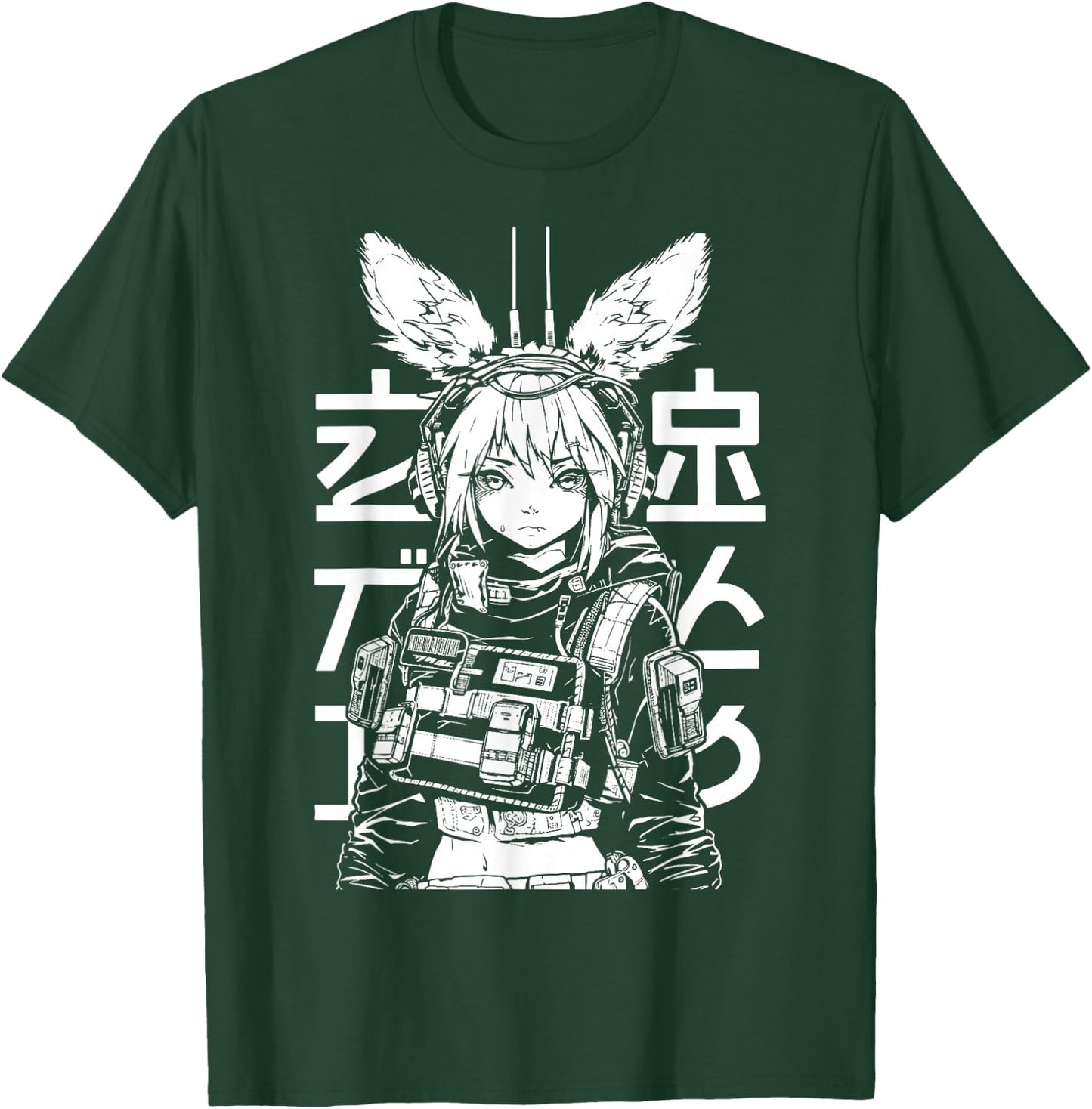 Anime Manga Punk Bunny Girl | Cyberpunk Japanese Harajuku T-Shirt - T-Shirt | Forest