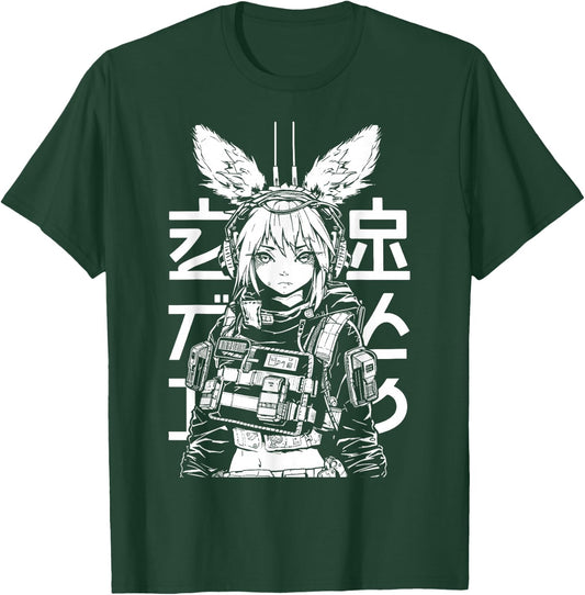 Anime Manga Punk Bunny Girl | Cyberpunk Japanese Harajuku T-Shirt - T-Shirt | Forest