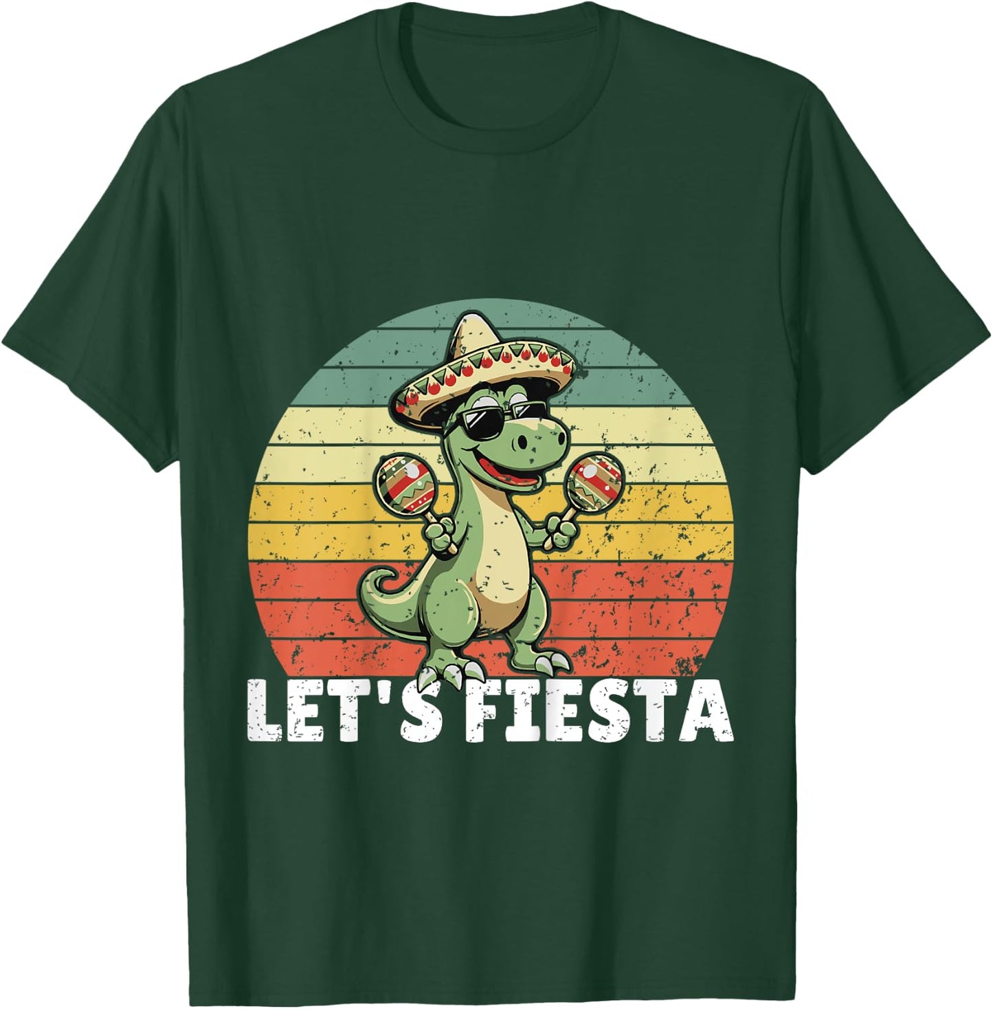 Kids Let’s Fiesta Mexican Dino Cinco De Mayo Toddler Boys T-Shirt - T-Shirt | Forest