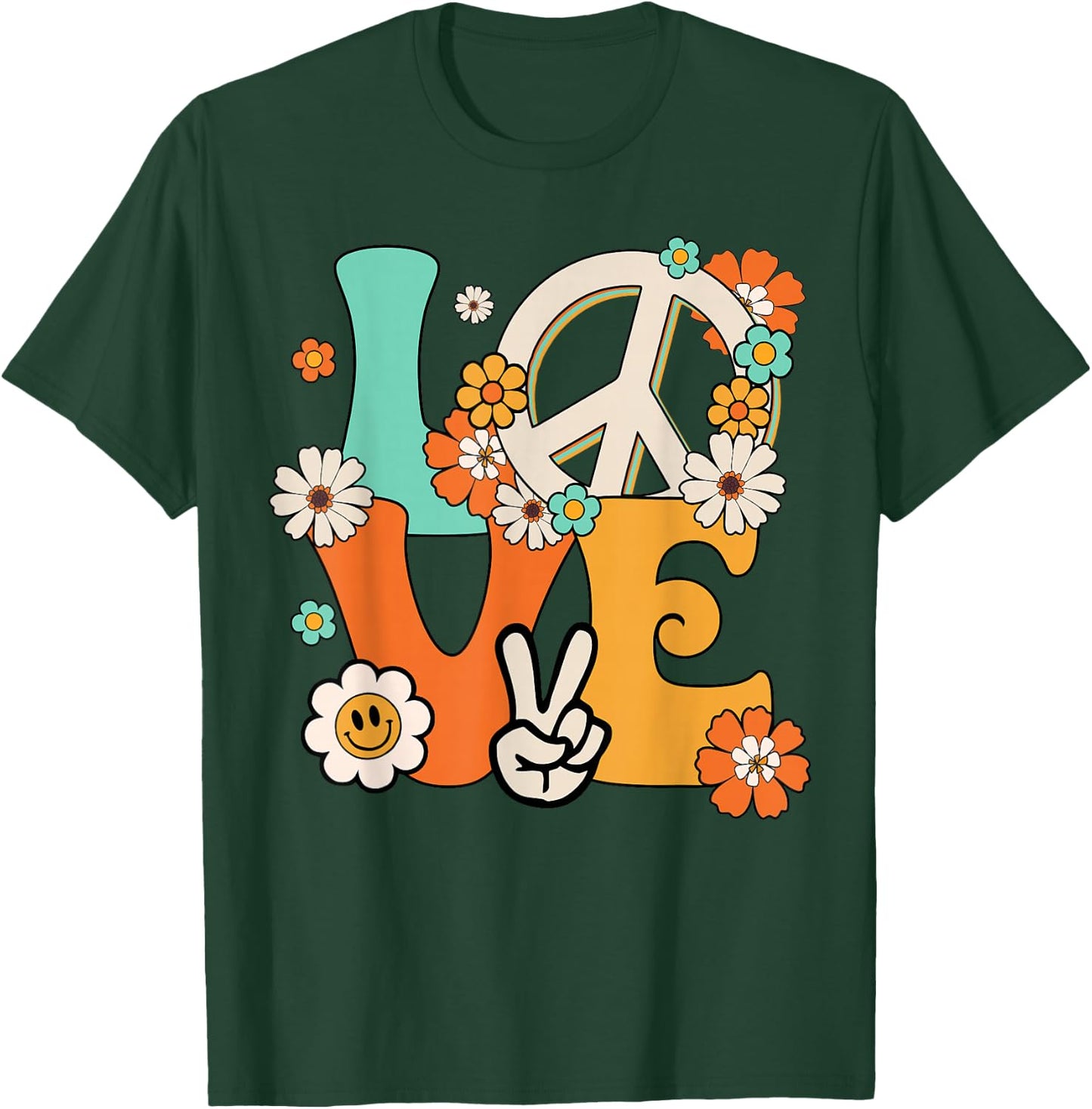 Peace Sign Love 60s & 70s Hippie Style Shirt T-Shirt - T-Shirt | Forest