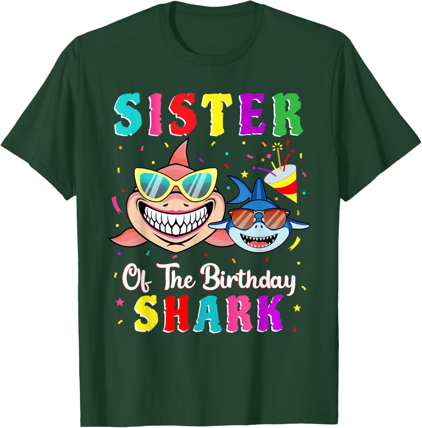 Sister Of The Shark Birthday Family Birthday Little Brother T-Shirt - T-Shirt | Forest