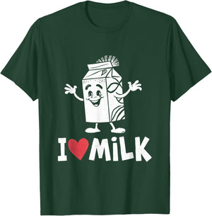 I Love Milk Milkman Farmer Farming Farm Lactose Men Women T-Shirt - T-Shirt | Forest