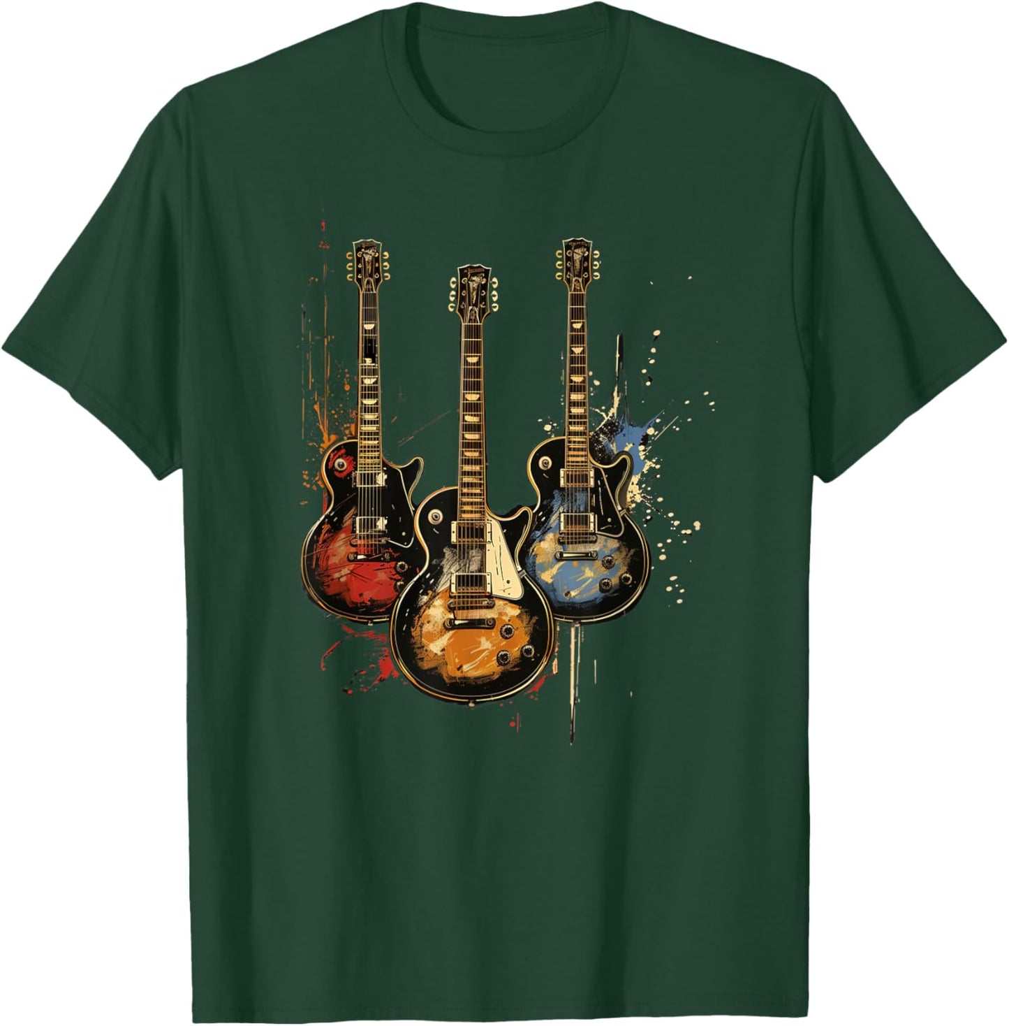 Vintage 3 Guitar Spray Paint Design T-Shirt - T-Shirt | Forest