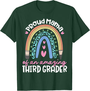 Proud Mama of Third Grader First Day of School Rainbow Cute T-Shirt - T-Shirt | Forest