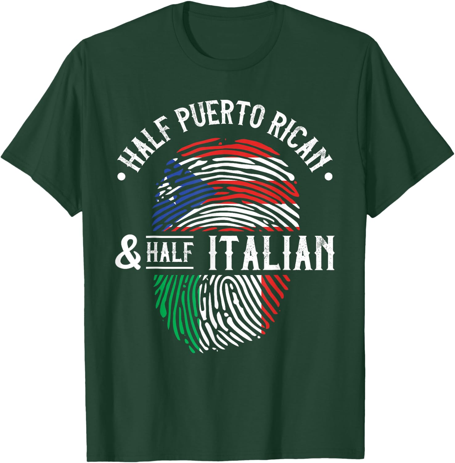 Half Puerto Rican And Half Italian Flag Heritage Roots T-Shirt - T-Shirt | Forest