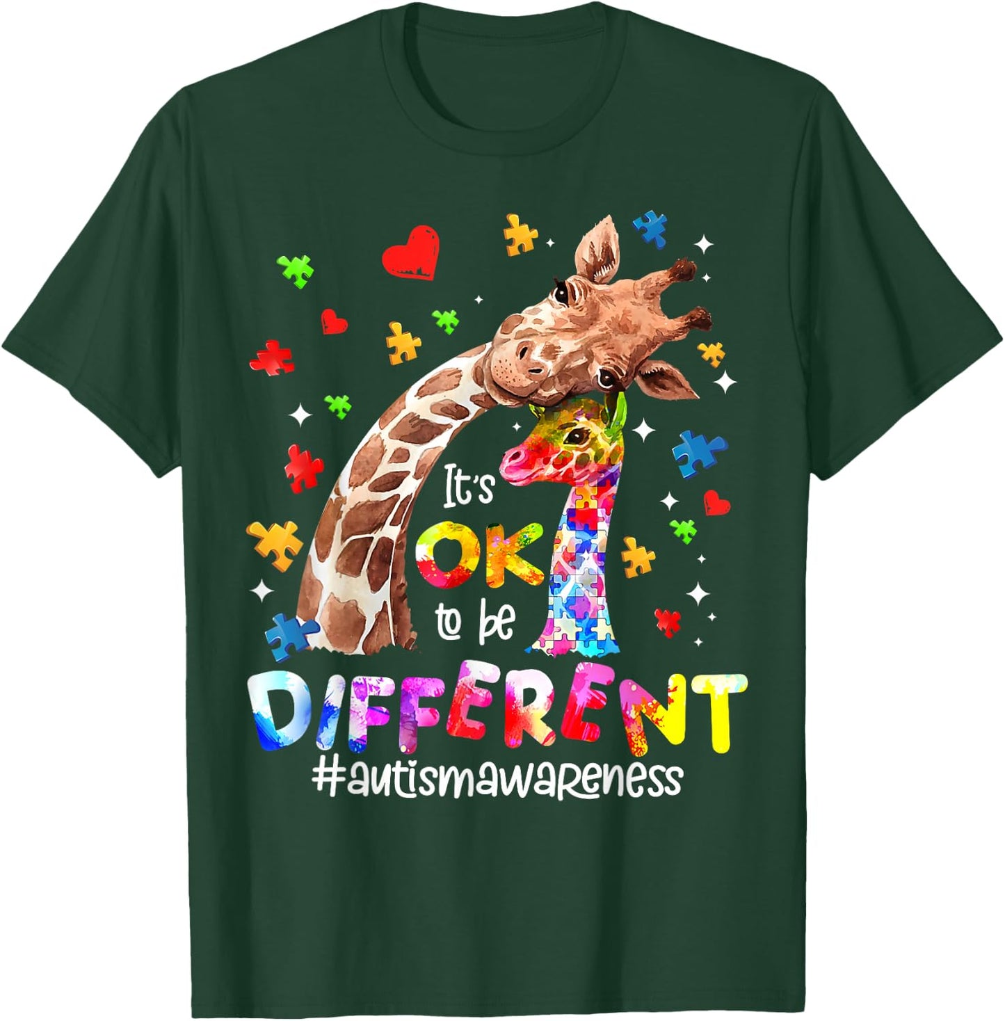 Autism Awareness Its Ok To Be Different Giraffe Women Kid T-Shirt - T-Shirt | Forest