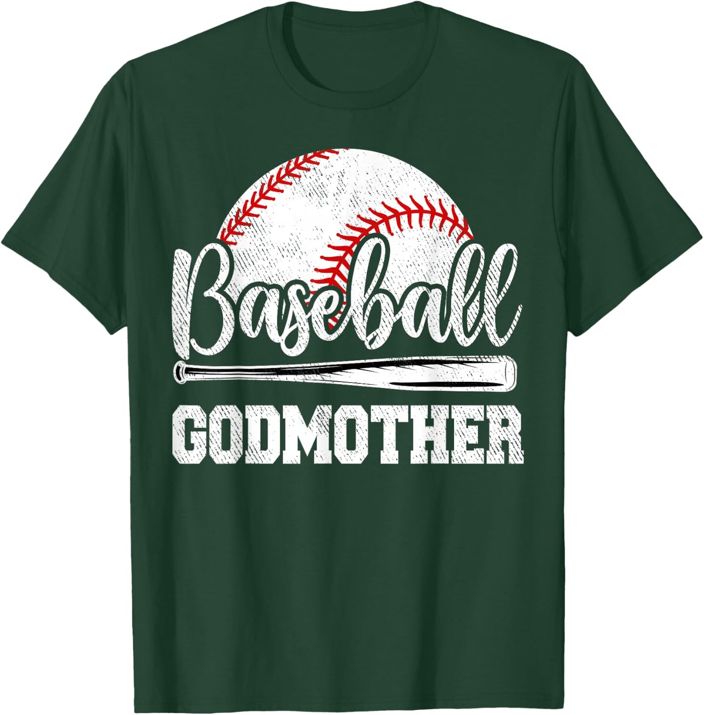 Baseball Godmother Baseball Player Game Day Mother's Day T-Shirt - T-Shirt | Forest