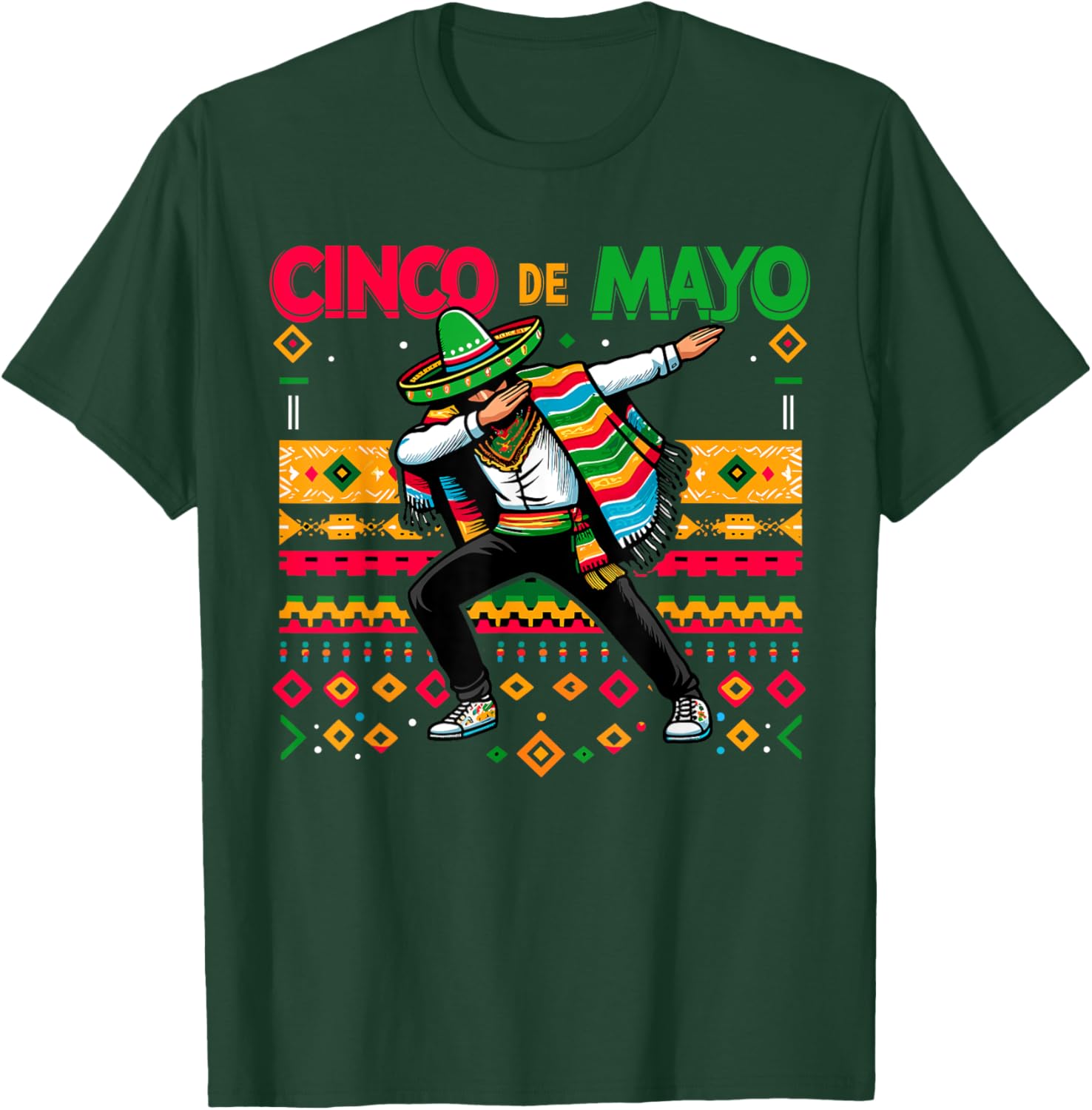Dabbing Mexican Poncho Cinco De Mayo Fiesta T-Shirt - T-Shirt | Forest