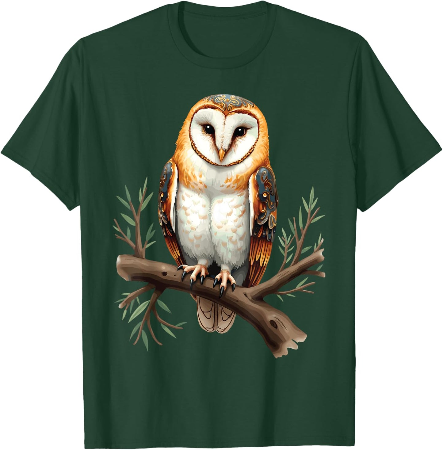 Perched Owl, Owl Illustration T-Shirt - T-Shirt | Forest