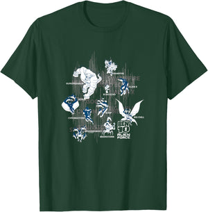 Ben 10: Alien Force Ten Alien Heroes Silhouettes Collage T-Shirt - T-Shirt | Forest