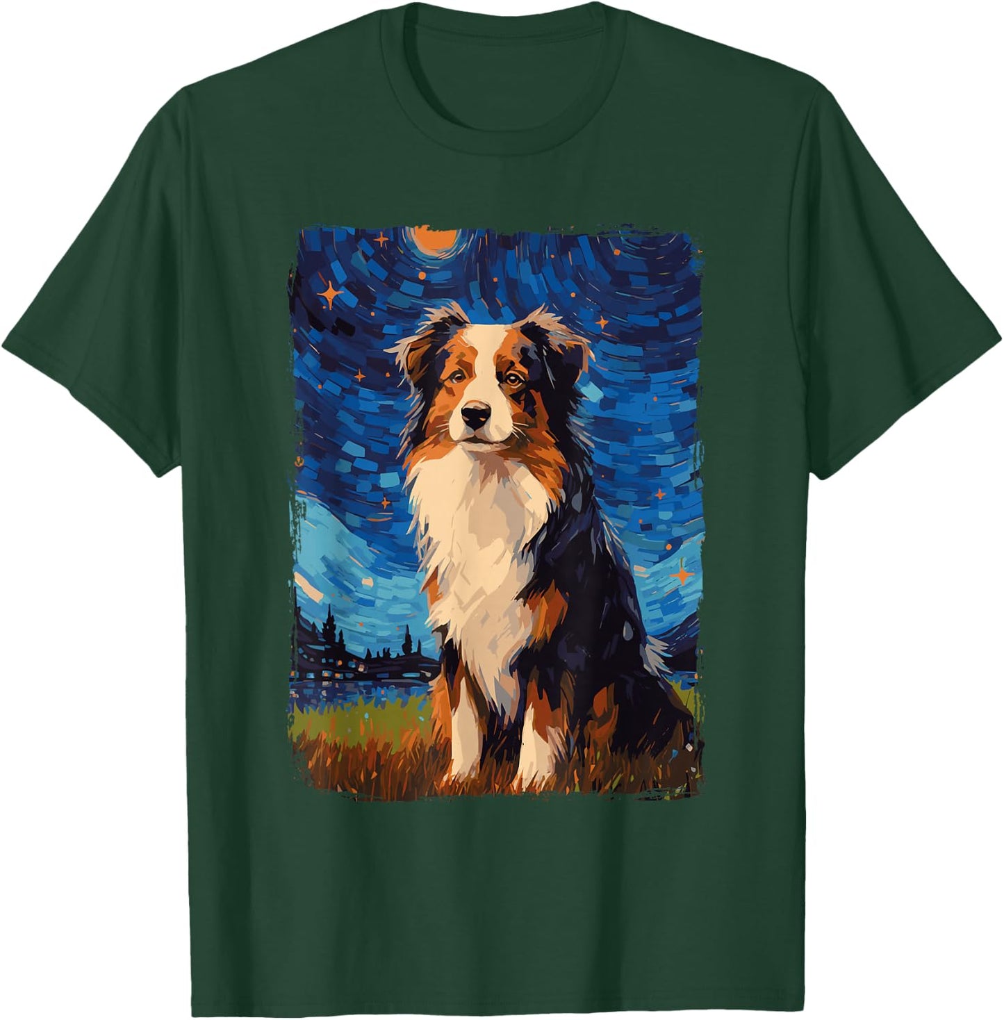 Australian Shepherd Starry Night Aussie T-Shirt - T-Shirt | Forest