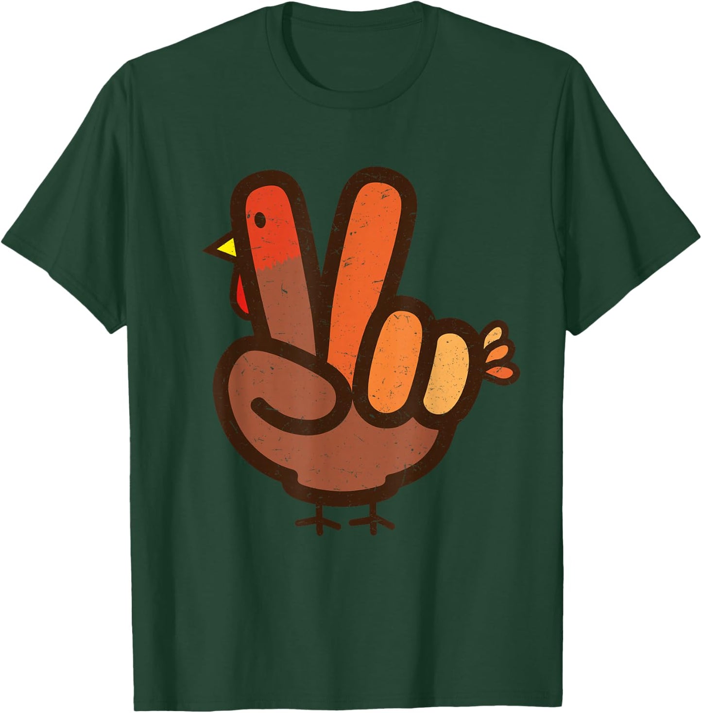 Peace Sign No Turkey Hand Kids Teens Family Thanksgiving T-Shirt - T-Shirt | Forest