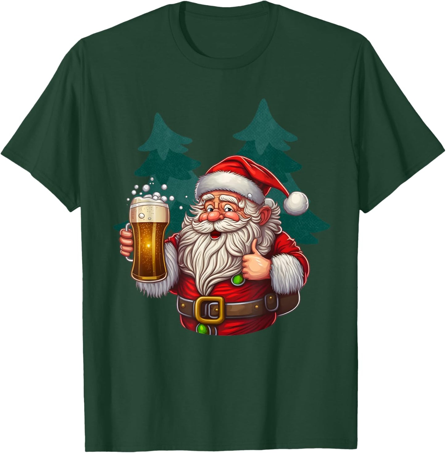 Funny Christmas Santa Drinking Beer Costume T-Shirt - T-Shirt | Forest