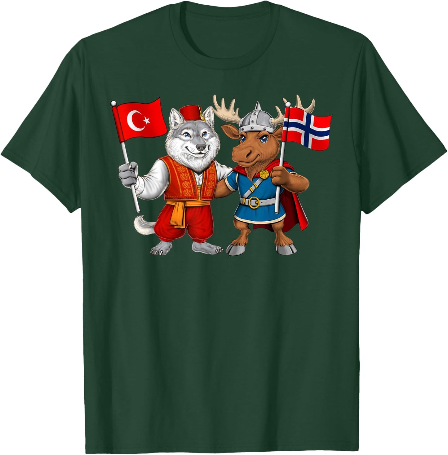 Turkey Norway Flag Turkish Norwegian Roots Türkiye Heritage T-Shirt - T-Shirt | Forest