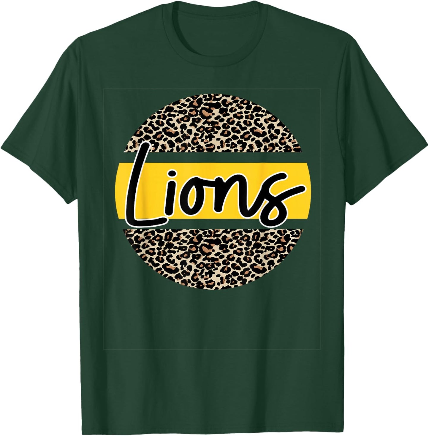 Lions School Spirit Leopard Print Yellow T-Shirt - T-Shirt | Forest