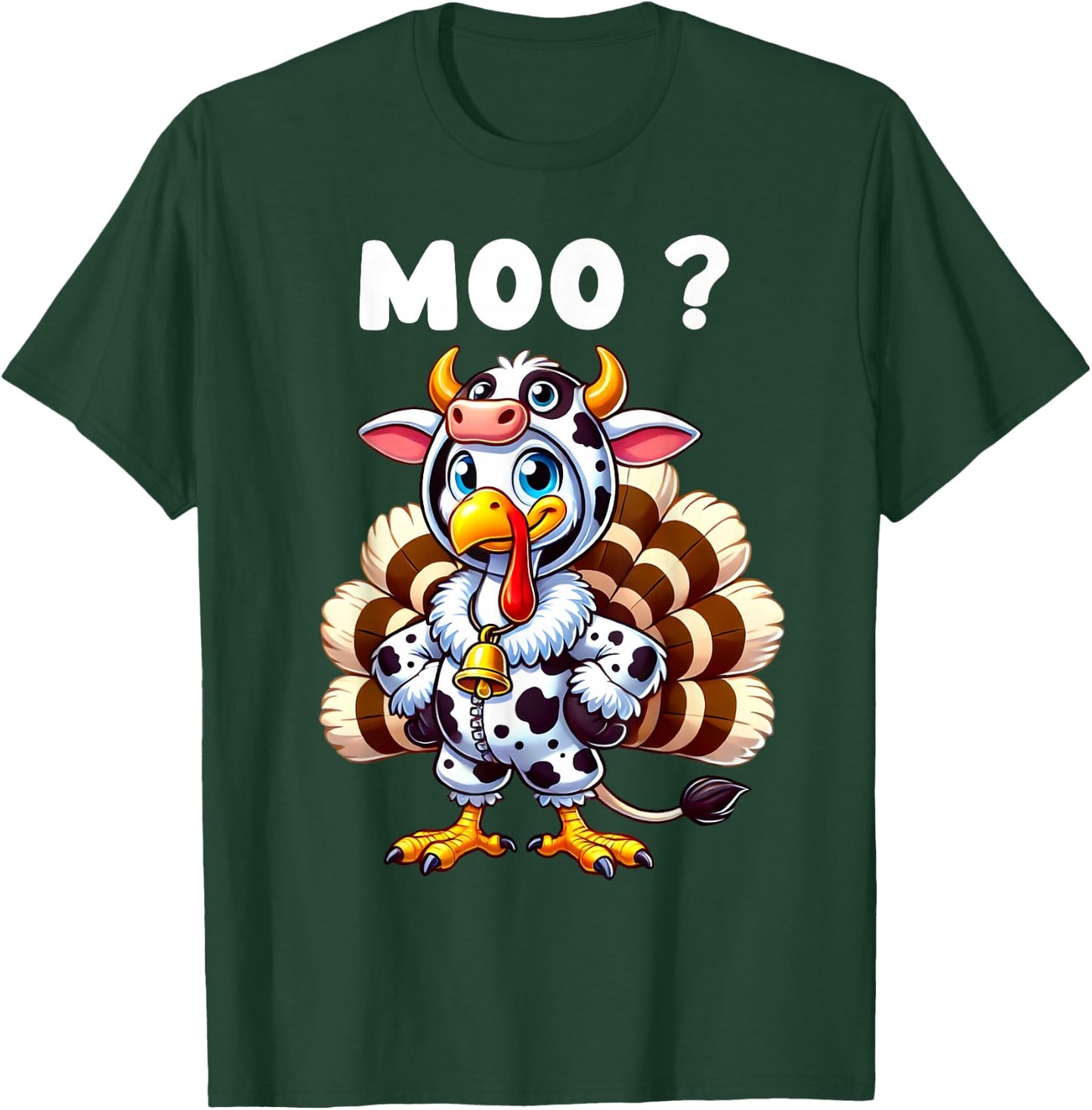 Funny Turkey Moo Thanksgiving Turkey Cow Moo T-Shirt - T-Shirt | Forest