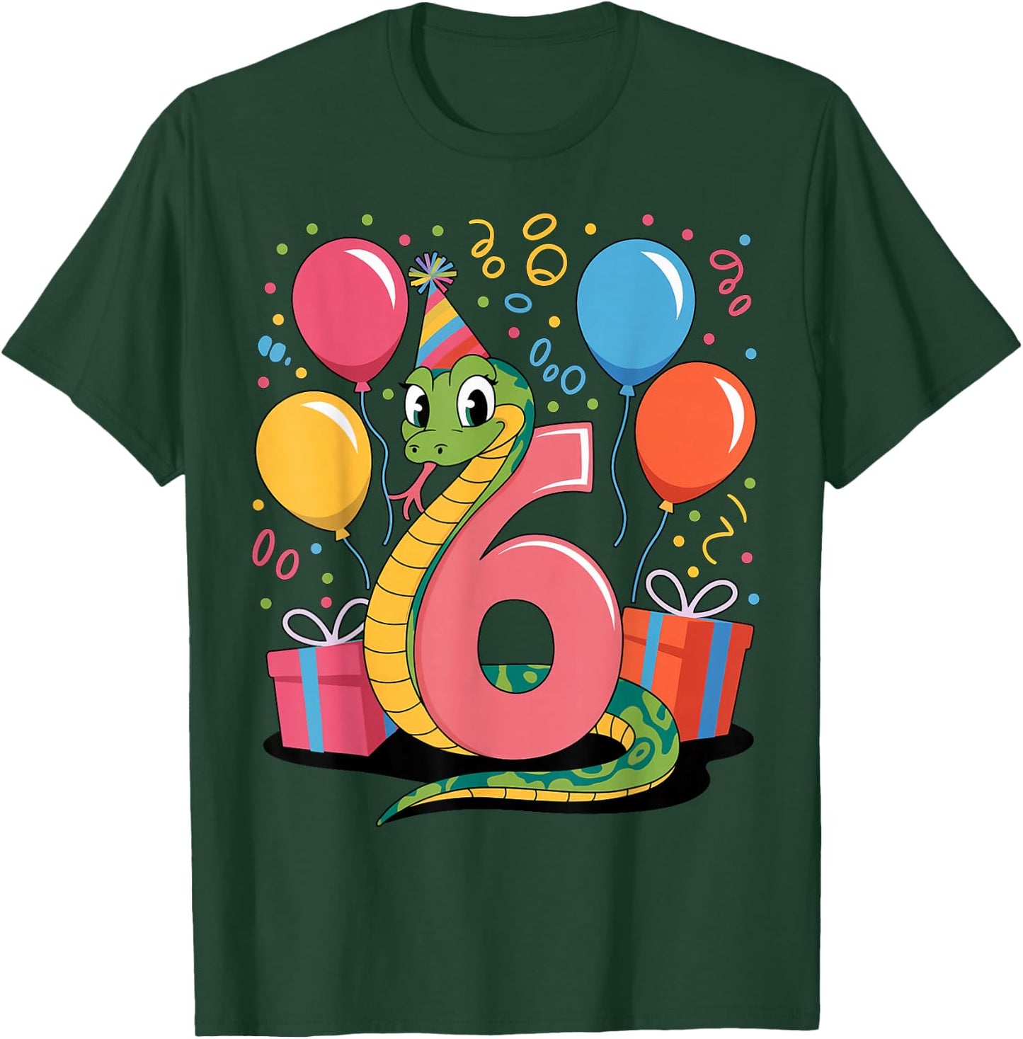 Snake 6th Birthday for Boy Girl 6 Years Old Sixth Snake T-Shirt - T-Shirt | Forest