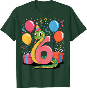 Snake 6th Birthday for Boy Girl 6 Years Old Sixth Snake T-Shirt - T-Shirt | Forest