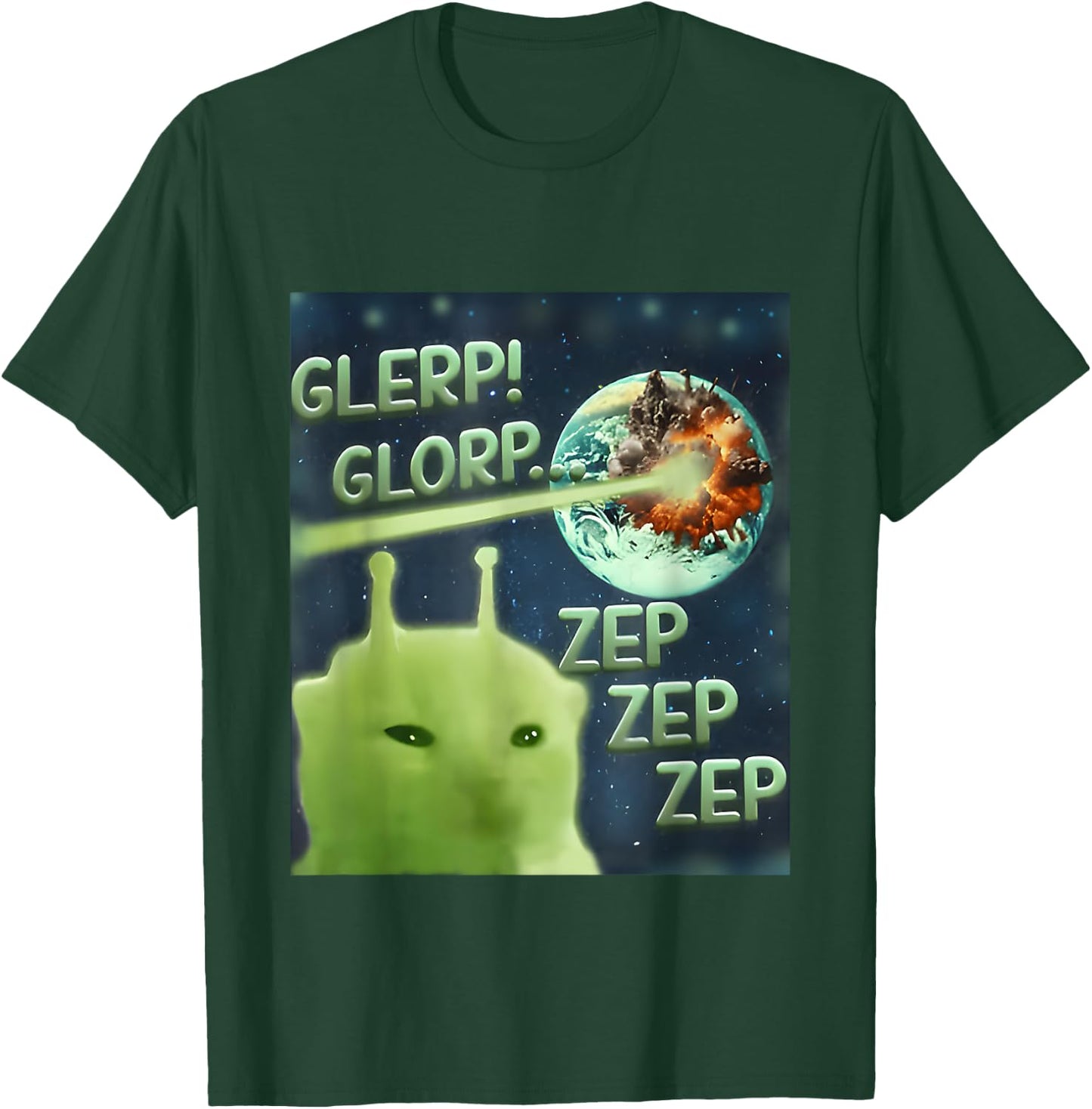Glerp Glorp Funny Alien Cat Meme, Brainrot , Costume T-Shirt - T-Shirt | Forest