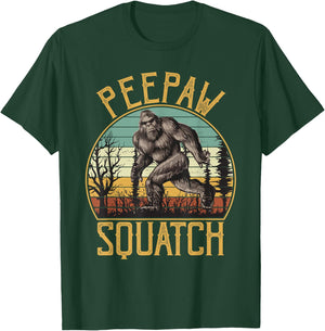 Peepaw Squatch Bigfoot Grandpa Sasquatch Family Matching T-Shirt - T-Shirt | Forest