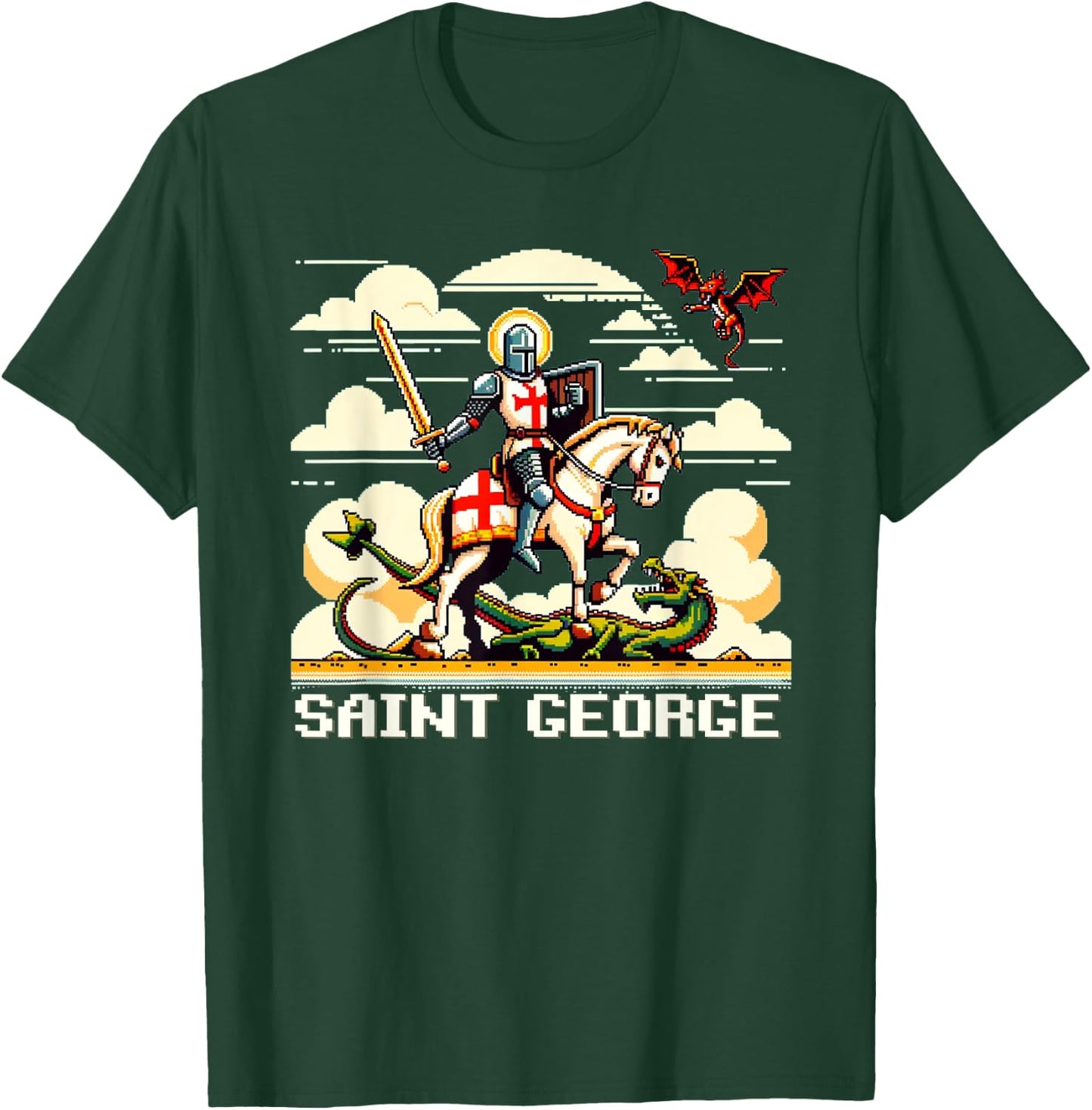 Saint George and the Dragon England Catholic Video Game T-Shirt - T-Shirt | Forest